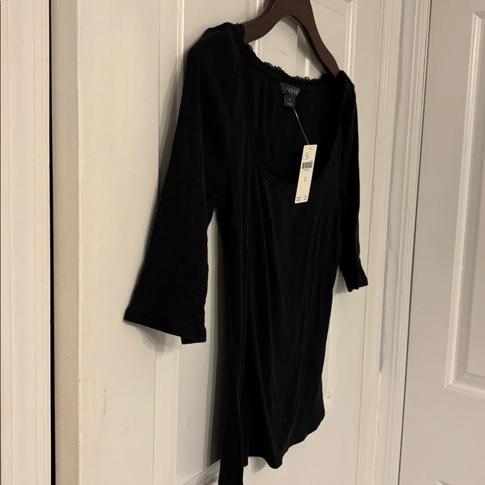 New Maeve Blk Ribbed Top with Lace Detail by anthropology Size S & M - Picture 9 of 11